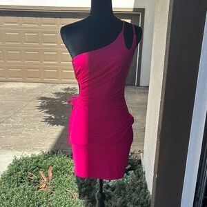 Elegant Pink One-Shoulder Dress